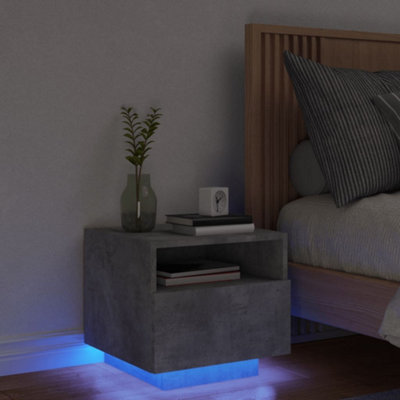 Vidaxl Bedside Cabinet With Led Lights Concrete Grey 40X39X37 Cm from B&Q