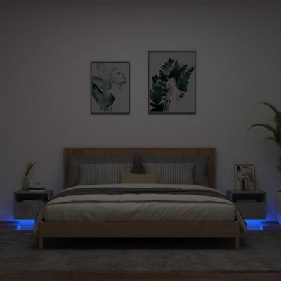 VIDAXL Bedside Cabinets - LED Lights - 40x39x37 cm - Grey - Image 3