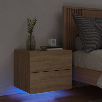 B&Q -  Wall-Mounted Bedside Cabinet With Led Lights Sonoma Oak
