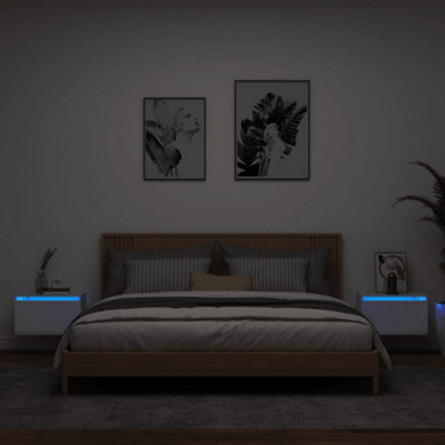 B&Q -  Wall-Mounted Bedside Cabinets With Led Lights 2 Pcs White