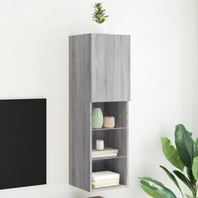 VIDAXL TV Cabinet with LED Lights - Grey - Wood - Image 4