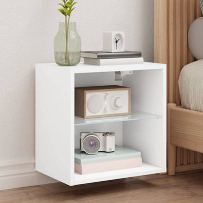 Vidaxl Bedside Cabinet With Led Lights Wall-Mounted White Bedside Cabinets from B&Q