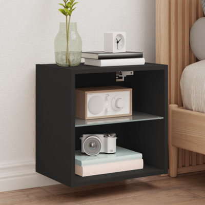 Vidaxl Bedside Cabinet With Led Lights Wall-Mounted Black Bedside Cabinets from B&Q