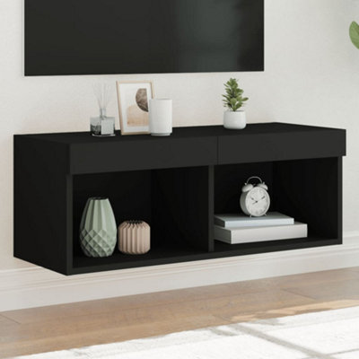 Vidaxl Tv Cabinet With Led Lights Black 80X30X30 Cm