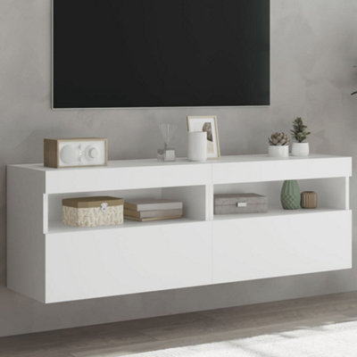 B&Q -  Tv Wall Cabinets With Led Lights 2 Pcs White 60X30X40 Cm