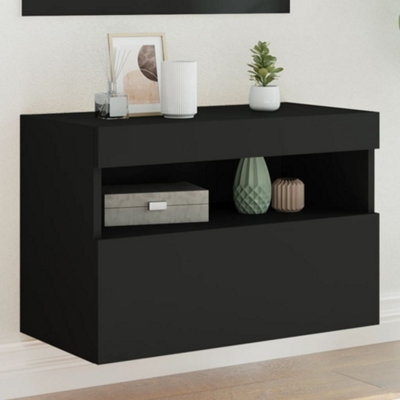 Vidaxl Tv Wall Cabinet With Led Lights 60X30x40 Cm Black