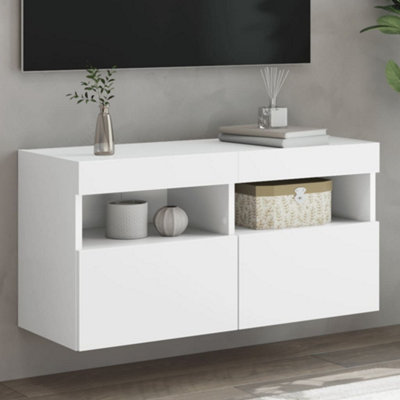 B&Q -  Tv Wall Cabinet With Led Lights White 80X30X40 Cm