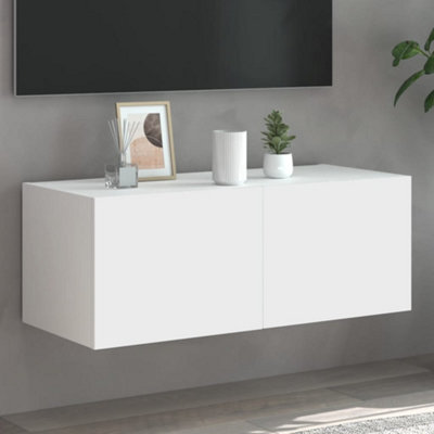 B&Q -  Tv Wall Cabinet With Led Lights White 80X35X31 Cm