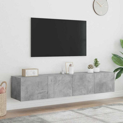 B&Q -  Tv Wall Cabinets With Led Lights 2 Pcs Concrete Grey 80X35X31 Cm