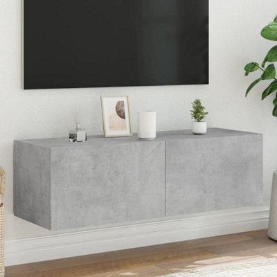 VIDAXL TV Wall Cabinet with LED Lights - Engineered Wood - Grey - 100x35x31 cm - Image 3