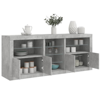 B&Q -  Sideboard With Led Lights Concrete Grey 162X37X67 Cm
