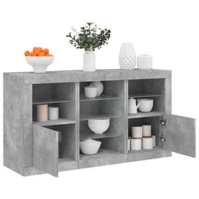 B&Q -  Sideboard With Led Lights Concrete Grey 123X37X67 Cm