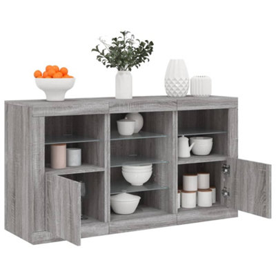 Vidaxl Sideboard With Led Lights Grey Sonoma 123X37X67 Cm from B&Q
