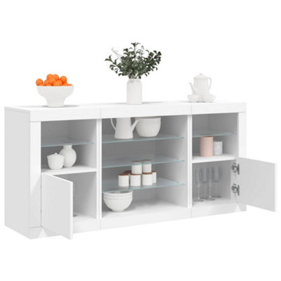 Vidaxl (White) Sideboard With Led Lights Cupboard Highboard Storage Cabinet Sonoma Oak - Image 4