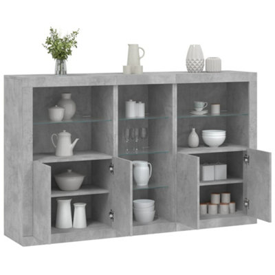 B&Q -  Sideboard With Led Lights Concrete Grey 162X37X100 Cm
