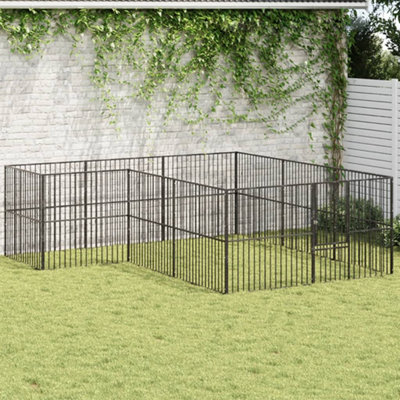 B&Q -  Dog Playpen 12 Panels Black Galvanised Steel