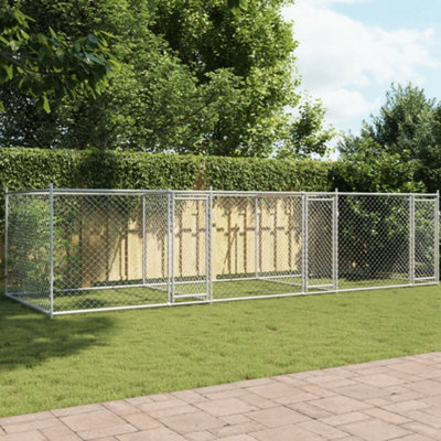 B&Q -  Dog Cage With Doors Grey 6X2X1.5 M Galvanised Steel