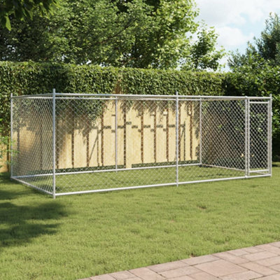 B&Q -  Dog Cage With Door Grey 4X2X1.5 M Galvanised Steel