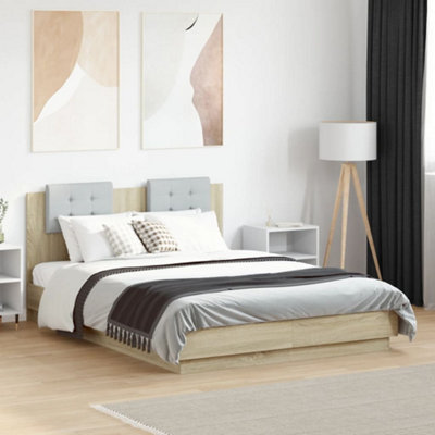 VIDAXL - Bed Frame - Oak - Small Double - Brown - Image 3