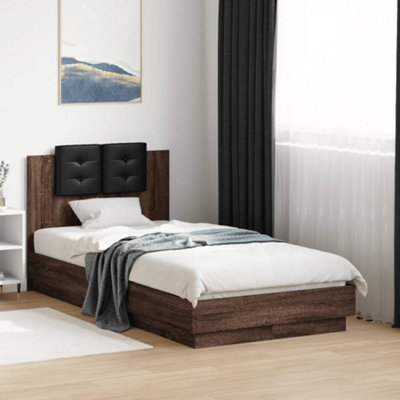 B&Q -  Bed Frame With Led Without Mattress Brown Oak 90X190 Cm Single