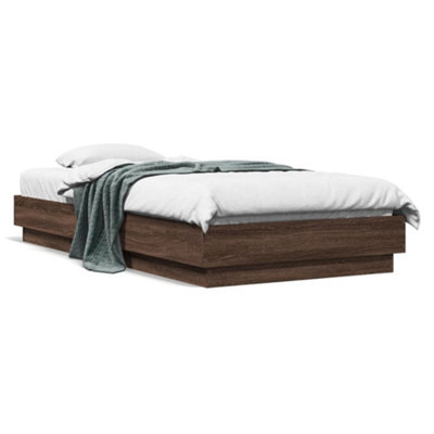 B&Q -  Bed Frame Without Mattress With Led Lights Brown Oak 90X190 Cm Single