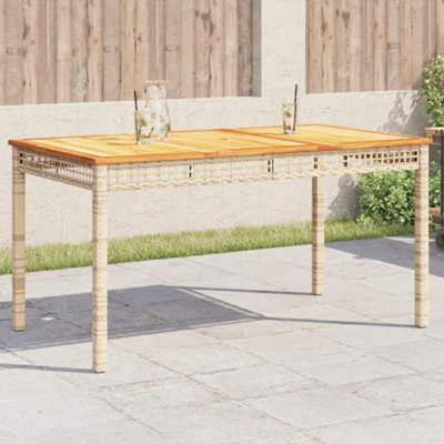 Vidaxl Garden Table Beige 140X80X75 Cm Poly Rattan Acacia Wood from B&Q