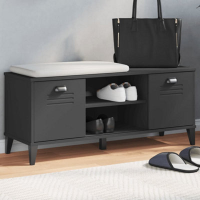 B&Q -  Shoe Bench Viken Black 106X35X45 Cm Engineered Wood