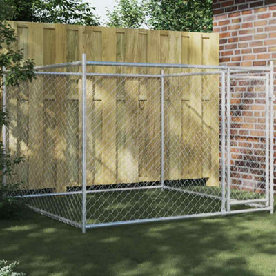 B&Q -  Dog Cage With Door Grey 2X2X1.5 M Galvanised Steel