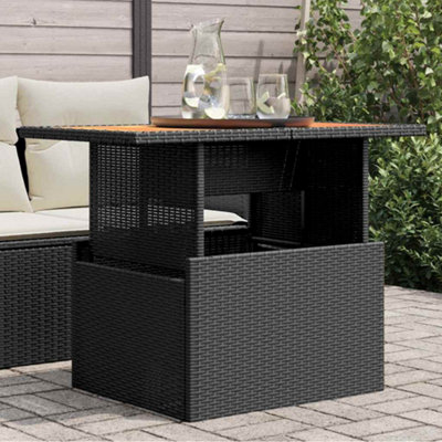 Vidaxl Garden Table 100X55x73 Cm Poly Rattan And Acacia Wood Black