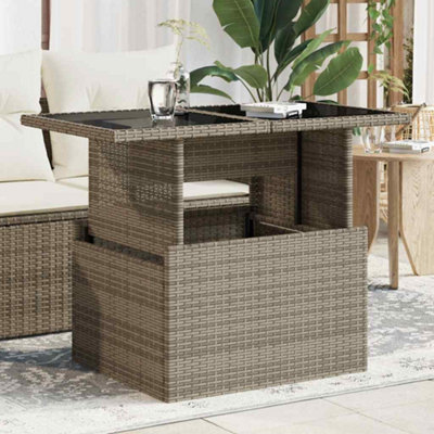 B&Q -  Garden Table With Glass Top Grey 100X55X73 Cm Poly Rattan