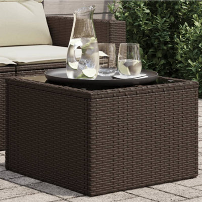 B&Q -  Garden Table With Glass Top Brown 55X55X37 Cm Poly Rattan