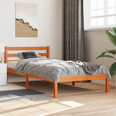 Vidaxl Bed Frame Without Mattress Wax Brown 75X190 Cm Small Single Solid Wood Pine from B&Q