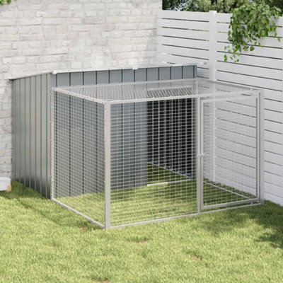 B&Q -  Dog House With Run Anthracite 153X194X110 Cm Galvanised Steel