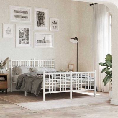Vidaxl Metal Bed Frame Without Mattress With Footboard White 120X190Cm from B&Q