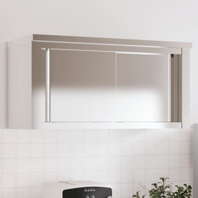 B&Q -  Kitchen Wall Cabinet With Sliding Doors Stainless Steel
