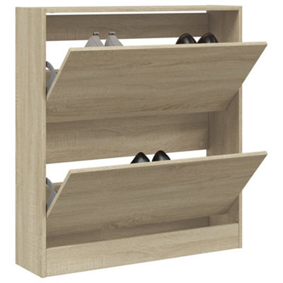 B&Q -  Shoe Cabinet Sonoma Oak 80X21X87.5 Cm Engineered Wood