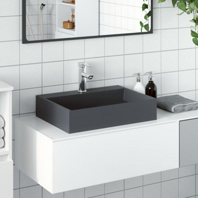 Vidaxl Wash Basin 50X38X11 Cm Mineral Cast/marble Cast Anthracite from B&Q