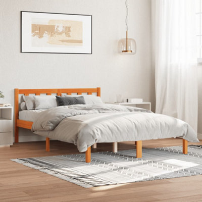 Vidaxl Bed Frame Without Mattress Wax Brown 120X190 Cm Small Double Solid Wood Pine from B&Q