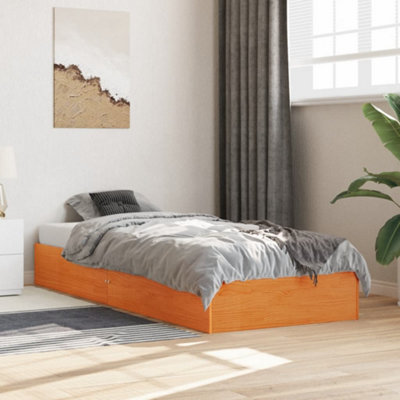 Vidaxl Bed Frame Without Mattress Wax Brown 90X190 Cm Single Solid Wood Pine from B&Q