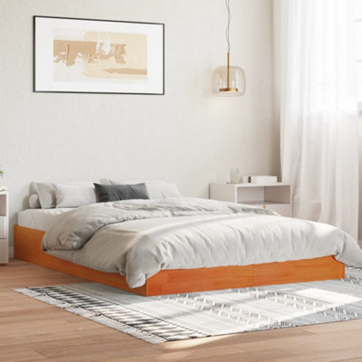 Vidaxl Bed Frame Without Mattress Wax Brown 120X190 Cm Small Double Solid Wood Pine from B&Q