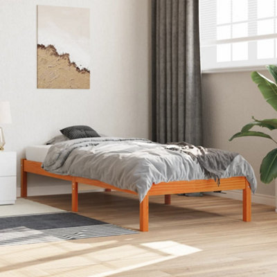 Vidaxl Bed Frame Without Mattress Wax Brown 90X200 Cm Solid Wood Pine from B&Q