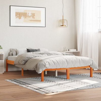 Vidaxl Bed Frame Home Bedstead Bed Base Wax Brown 140X200 Cm Solid Wood Pine - Image 3