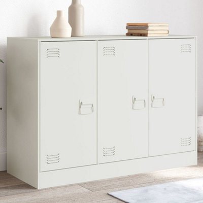 VIDAXL Sideboard - Steel - White - 99x39x73 cm - Image 4