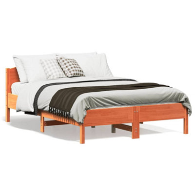 Vidaxl Bed Frame Without Mattress Wax Brown 120X190 Cm Small Double Solid Wood Pine from B&Q