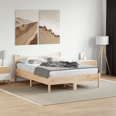 Vidaxl Bed Frame Without Mattress 135X190 Cm Double Solid Wood Pine from B&Q