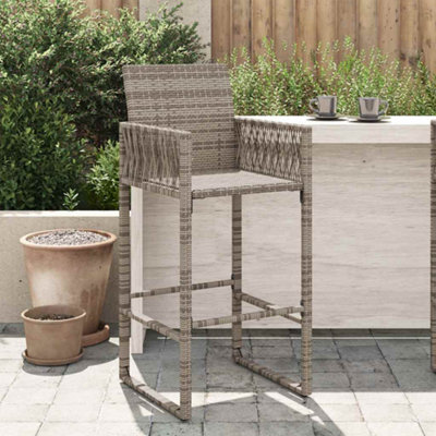 Vidaxl Garden Bar Stools 2 Pcs Grey Poly Rattan from B&Q