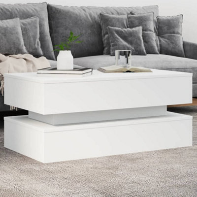 Vidaxl (White) Coffee Table With Led Lights End Table Tea Side Sofa Table Sonoma Oak - Image 3