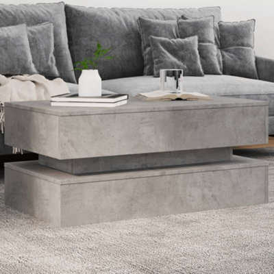 Vidaxl (Concrete Grey) Coffee Table With Led Lights End Table Tea Side Sofa Table Sonoma Oak - Image 3