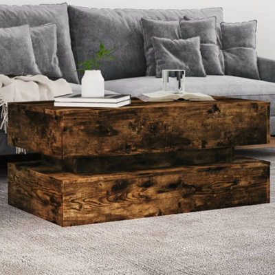 B&Q -  Coffee Table With Led Lights Smoked Oak 90X50X40 Cm