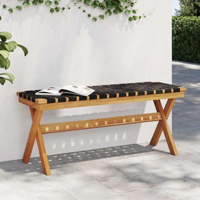 Vidaxl Black Garden Bench Solid Wood Acacia And Fabric